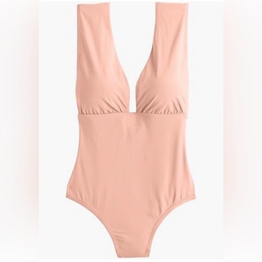 J. Crew Women’s deep plunge V One Piece Swimsuit tan nude size 10